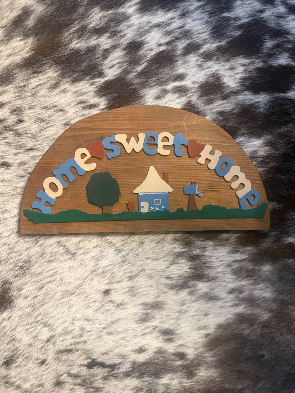 Home Sweet Home Wooden Wall Decor - Blue & Green